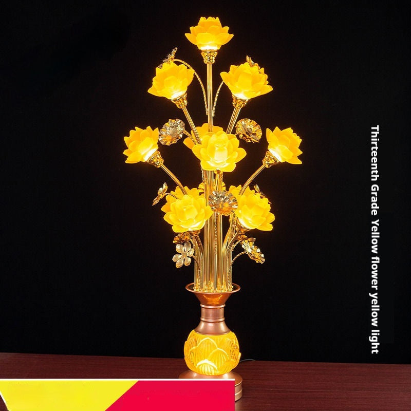 LED Lotus Lantern with Colored Glaze for Buddhist Hall and Floral Decor - Teleplus buddhist hall colored glaze led