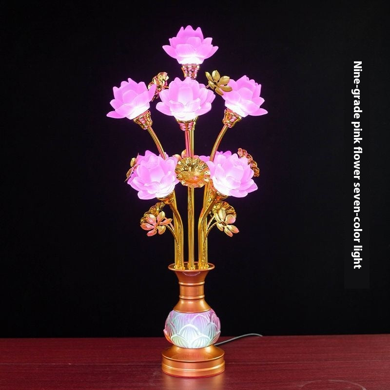 LED Lotus Lantern with Colored Glaze for Buddhist Hall and Floral Decor - Teleplus buddhist hall colored glaze led