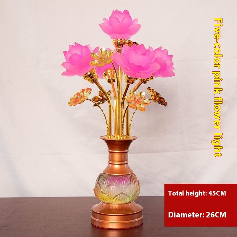 LED Lotus Lantern with Colored Glaze for Buddhist Hall and Floral Decor - Teleplus buddhist hall colored glaze led