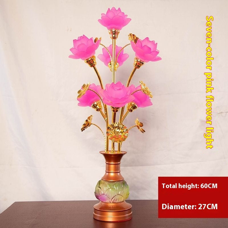 LED Lotus Lantern with Colored Glaze for Buddhist Hall and Floral Decor - Teleplus buddhist hall colored glaze led
