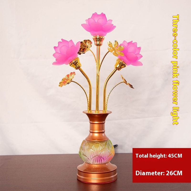 LED Lotus Lantern with Colored Glaze for Buddhist Hall and Floral Decor - Teleplus buddhist hall colored glaze led