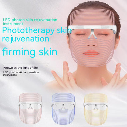 LED Three-color Beauty Mask Household Face Acne Removing Photon Skin Rejuvenation Skin Whitening And Spots Lightening