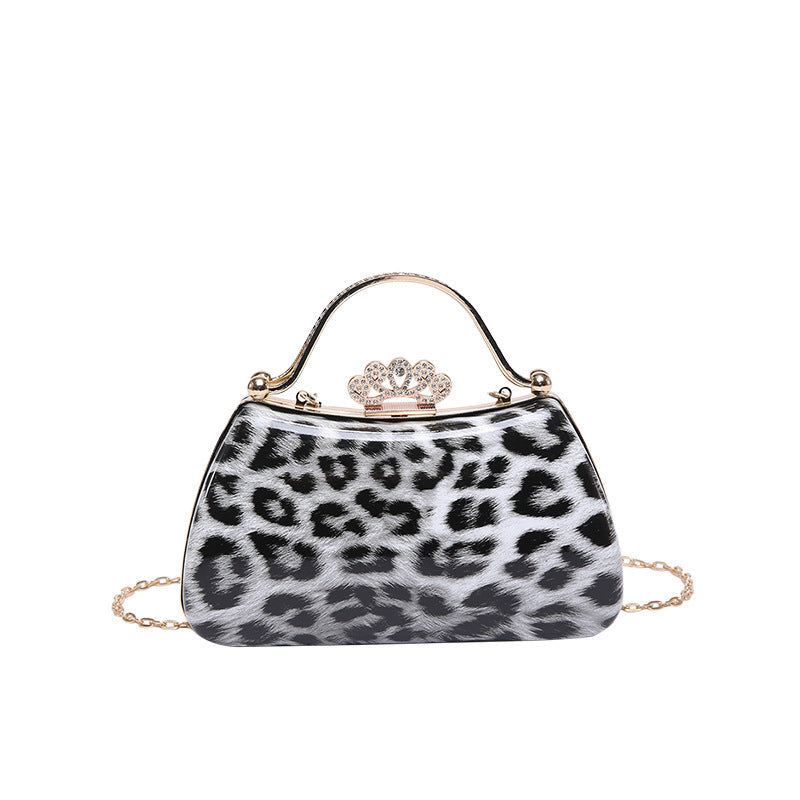 Leopard Print Fashion Retro Crossbody Bag in Black Yellow Brown PU Material - leopard print fashion retro crossbody bag