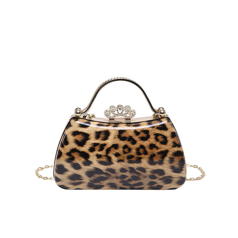 Leopard Print Fashion Retro Crossbody Bag in Black Yellow Brown PU Material - leopard print fashion retro crossbody bag