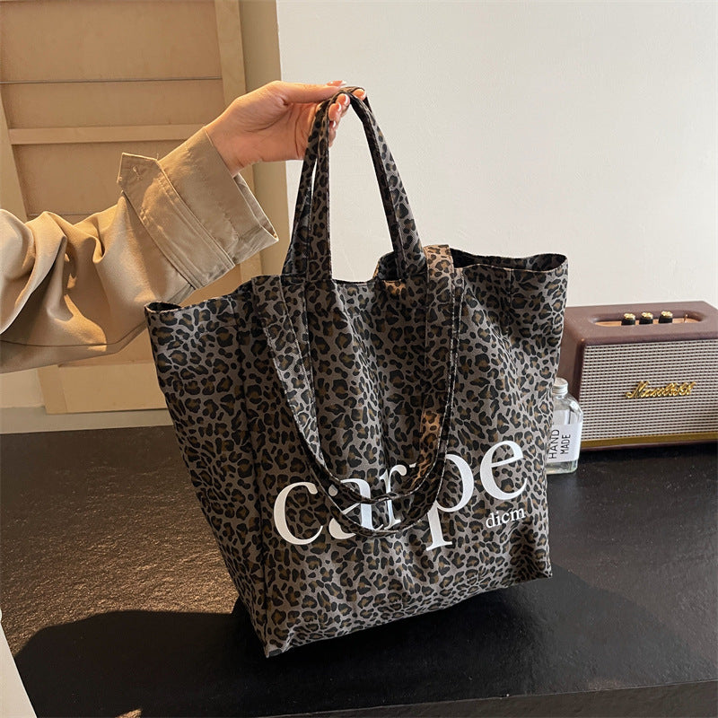 Leopard Print Large Capacity Canvas Suitcase Travel Bag for Leisure - Teleplus leopard print large capacity canvas bag