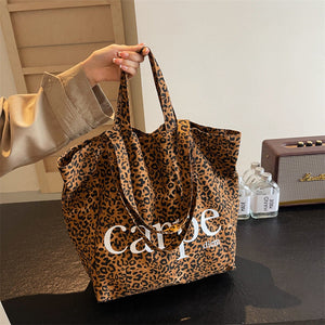 Leopard Print Large Capacity Canvas Suitcase Travel Bag for Leisure - Teleplus leopard print large capacity canvas bag