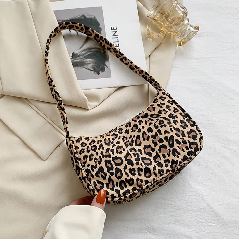 Leopard Print Nylon Shoulder Bag with 3D Pocket Urban Crossbody Purse - Teleplus leopard print