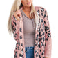 Leopard Print Polar Fleece Pocket Cardigan Loose Fit Streetwear Women’s Sweater - for Women Teleplus