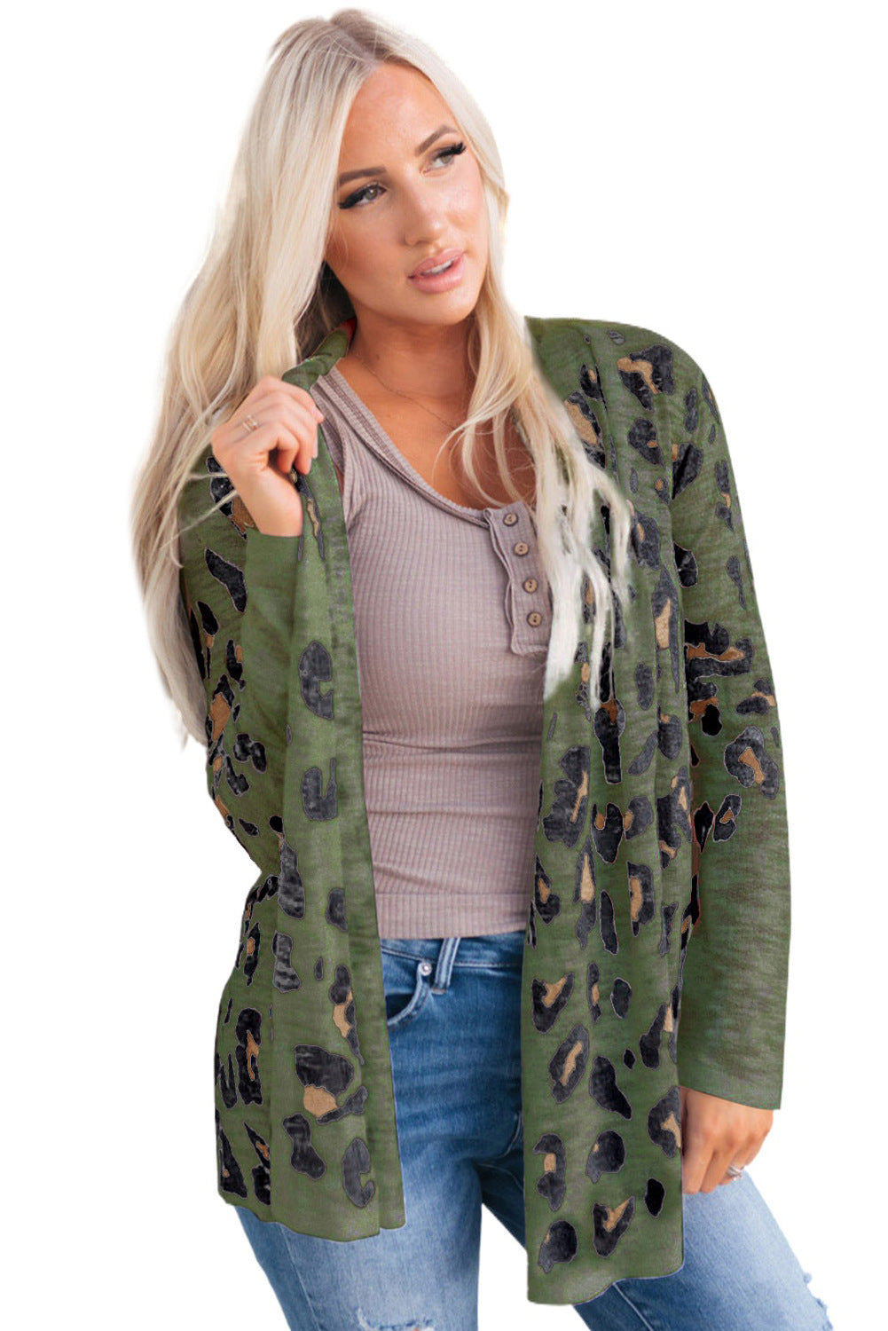 Leopard Print Polar Fleece Pocket Cardigan Loose Fit Streetwear Women’s Sweater - for Women Teleplus