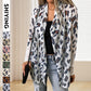 Leopard Print Polar Fleece Pocket Cardigan Loose Fit Streetwear Women’s Sweater - for Women Teleplus