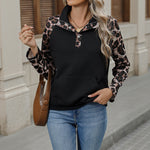 Leopard Print Pullover Sweatshirt Women’s Long Sleeve Streetwear Polyester - for Women by Teleplus