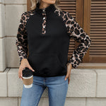 Leopard Print Pullover Sweatshirt Women’s Long Sleeve Streetwear Polyester - for Women by Teleplus