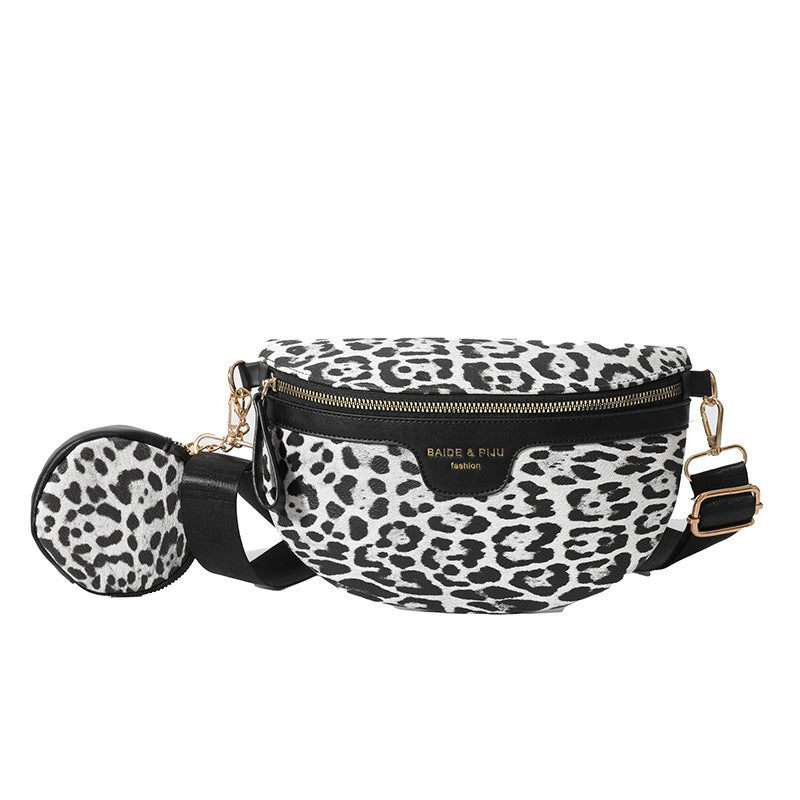 Leopard Print Shoulder Bag with Polyester Lining and Street Trend Design - Teleplus leopard print shoulder bag printed