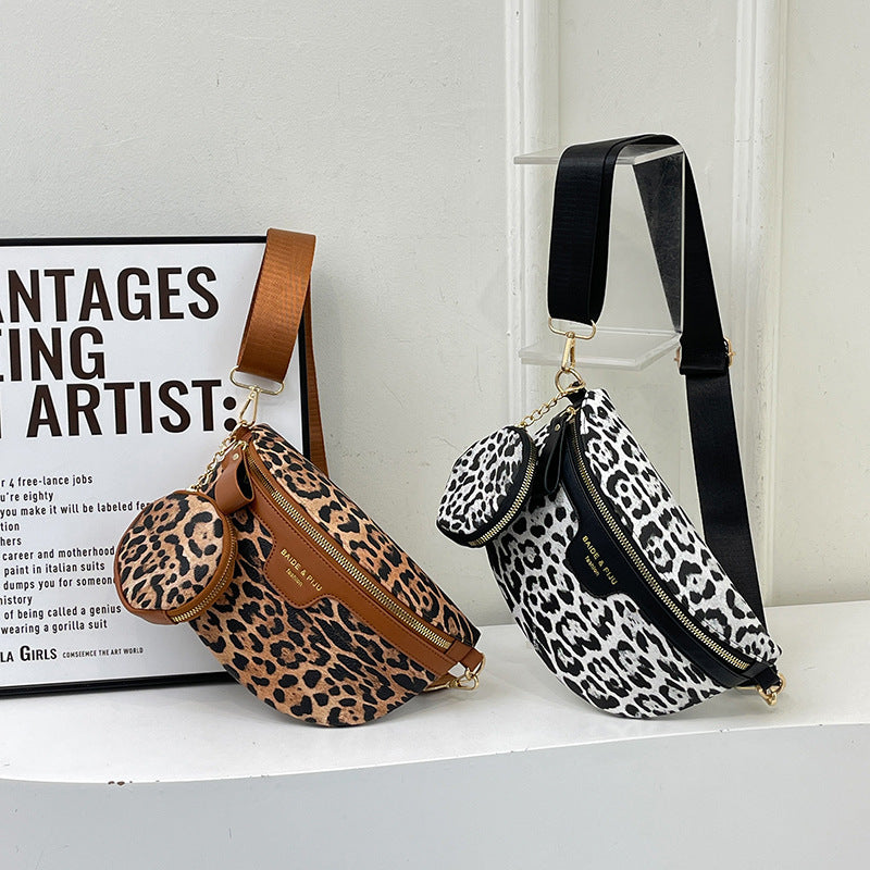 Leopard Print Shoulder Bag with Polyester Lining and Street Trend Design - Teleplus leopard print shoulder bag printed