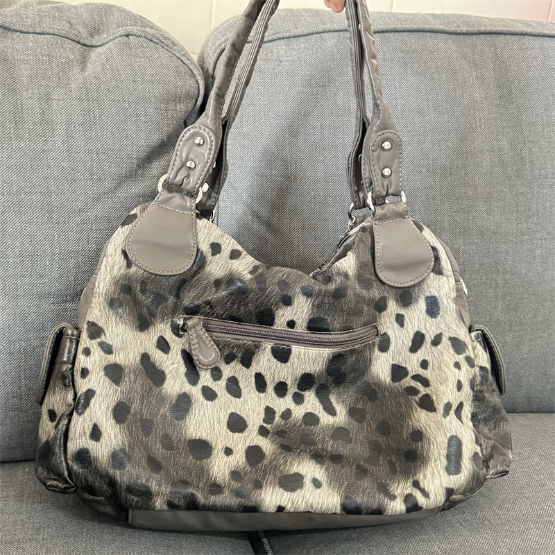 Leopard Print Shoulder Crossbody Bag Retro Style for Subculture Enthusiasts - Teleplus leopard print subculture retro