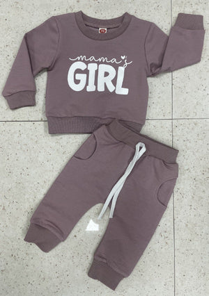 Casual Cotton Blend Purple Pink Suit Set for US and CHF Markets - Floral Fun Tiny Fashionistas in Cozy Comfort united