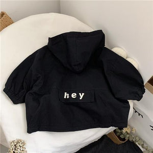 Letters Anorak Men in Black and Milky White for Various Heights - letters anorak men