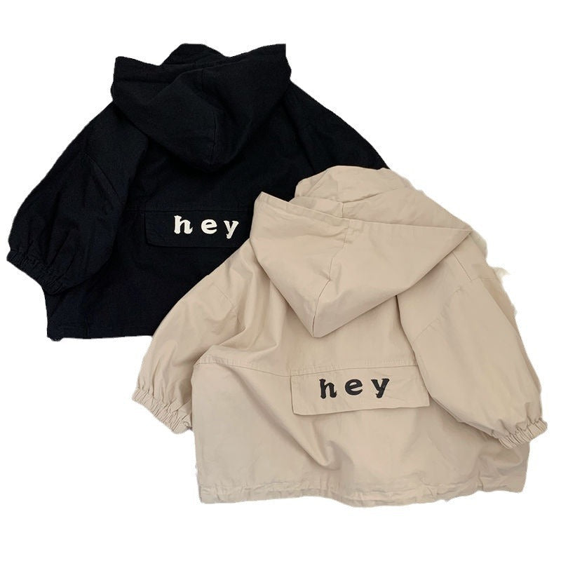 Letters Anorak Men in Black and Milky White for Various Heights - letters anorak men