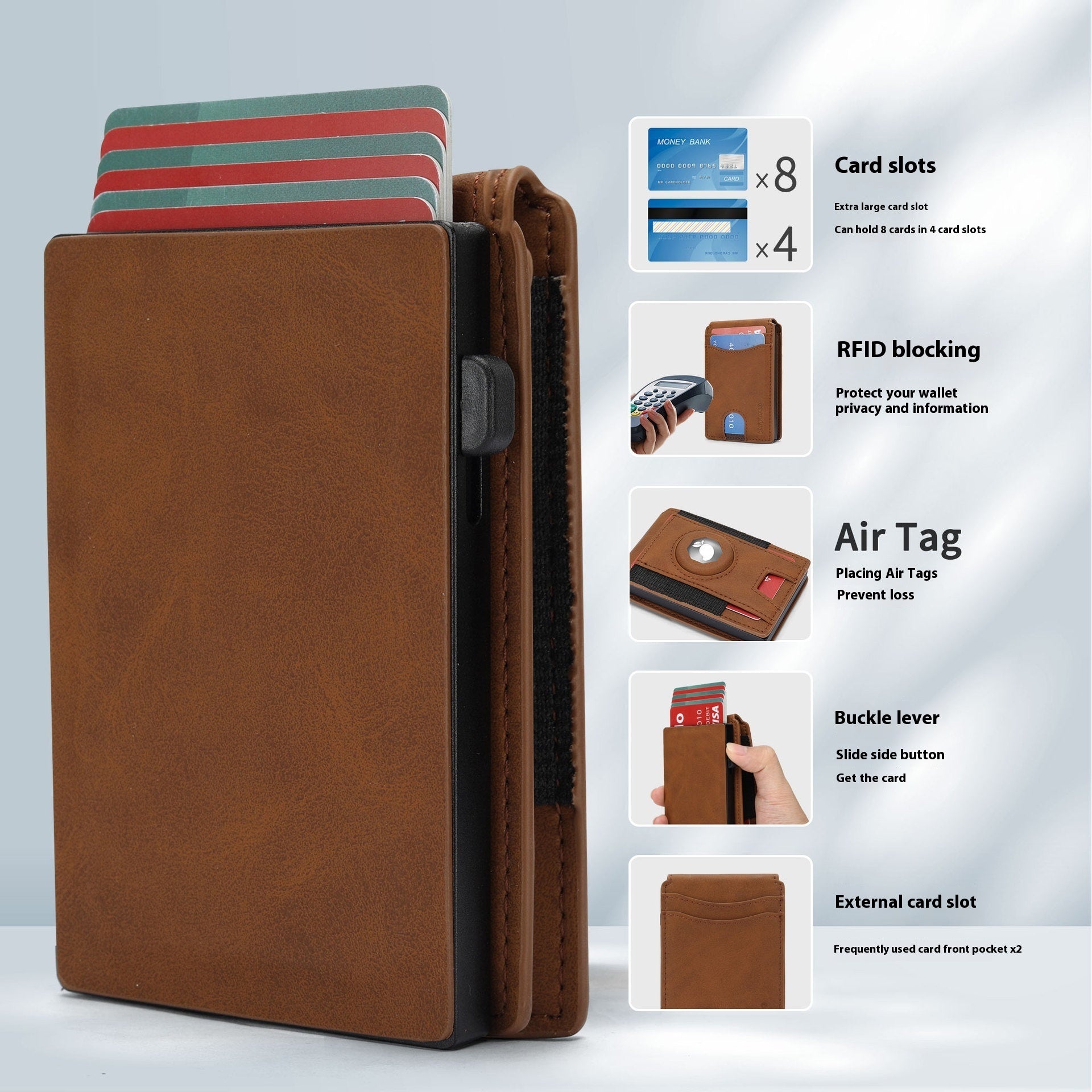 Light and Dark Brown Synthetic Leather Wallets with Microfiber Lining - Teleplus in synthetic leather wallets dark