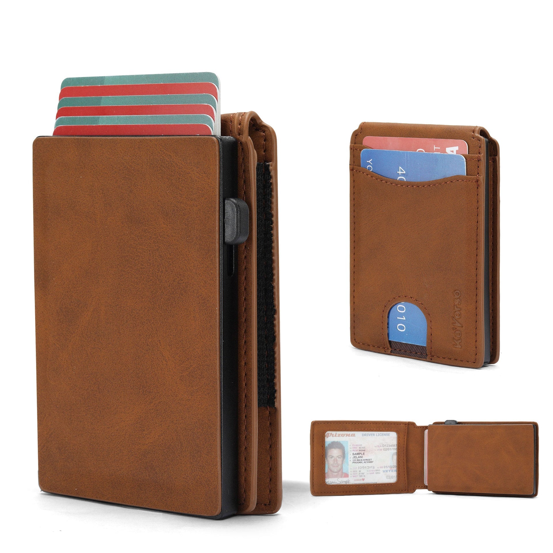 Light and Dark Brown Synthetic Leather Wallets with Microfiber Lining - Teleplus in synthetic leather wallets dark