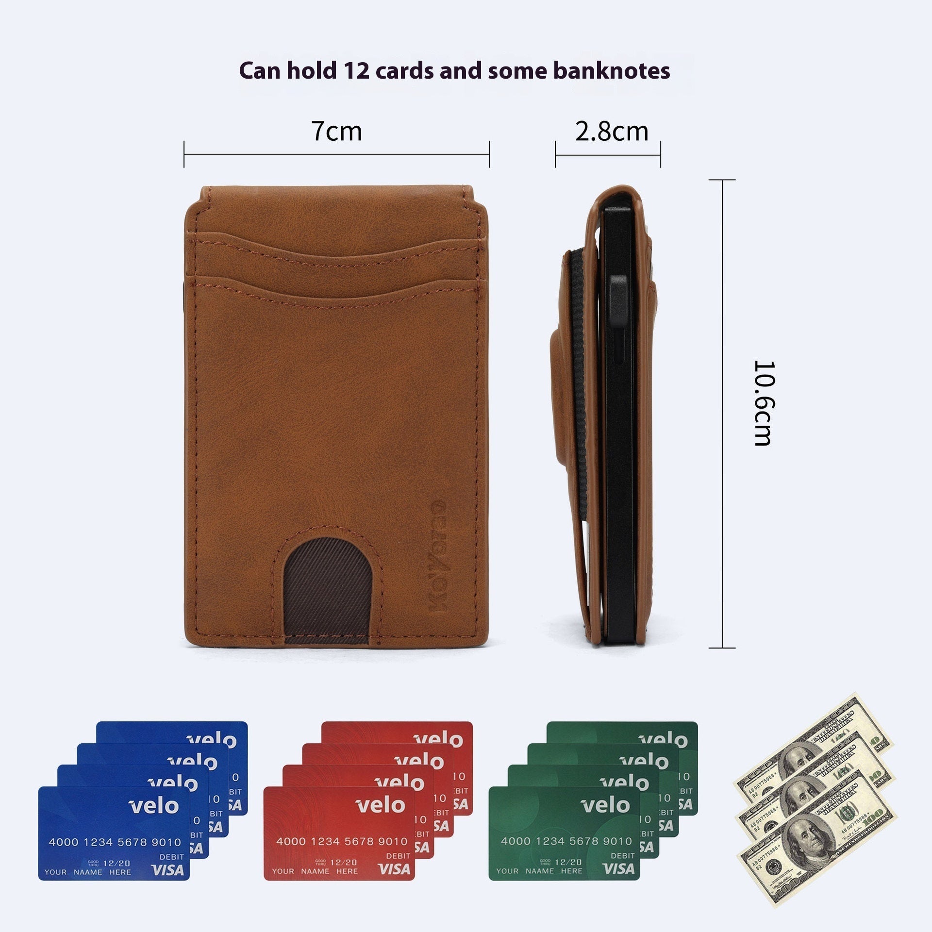 Light and Dark Brown Synthetic Leather Wallets with Microfiber Lining - Teleplus in synthetic leather wallets dark