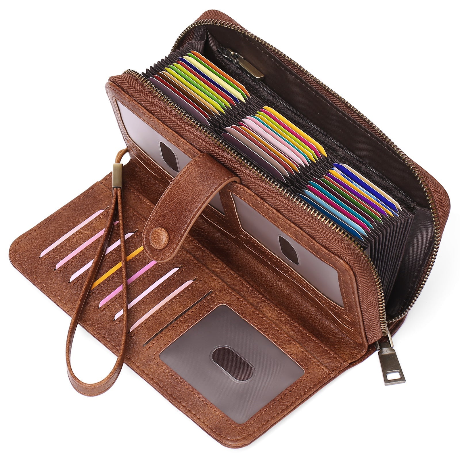 Light Brown Dark Blue Rouge Pink Midnight Black Synthetic Leather Anti-theft Swiping Wallets - Teleplus Anti-Theft