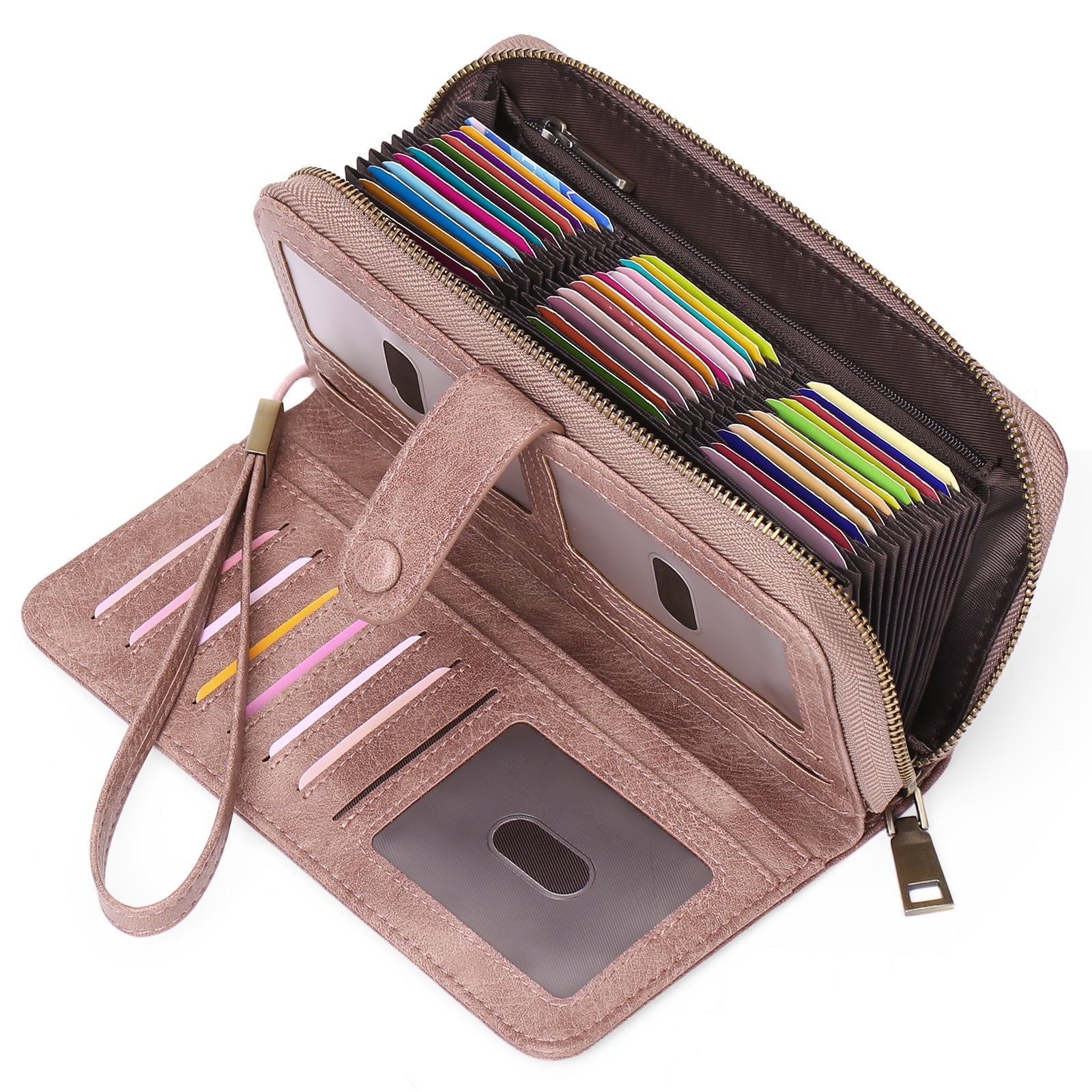 Light Brown Dark Blue Rouge Pink Midnight Black Synthetic Leather Anti-theft Swiping Wallets - Teleplus Anti-Theft