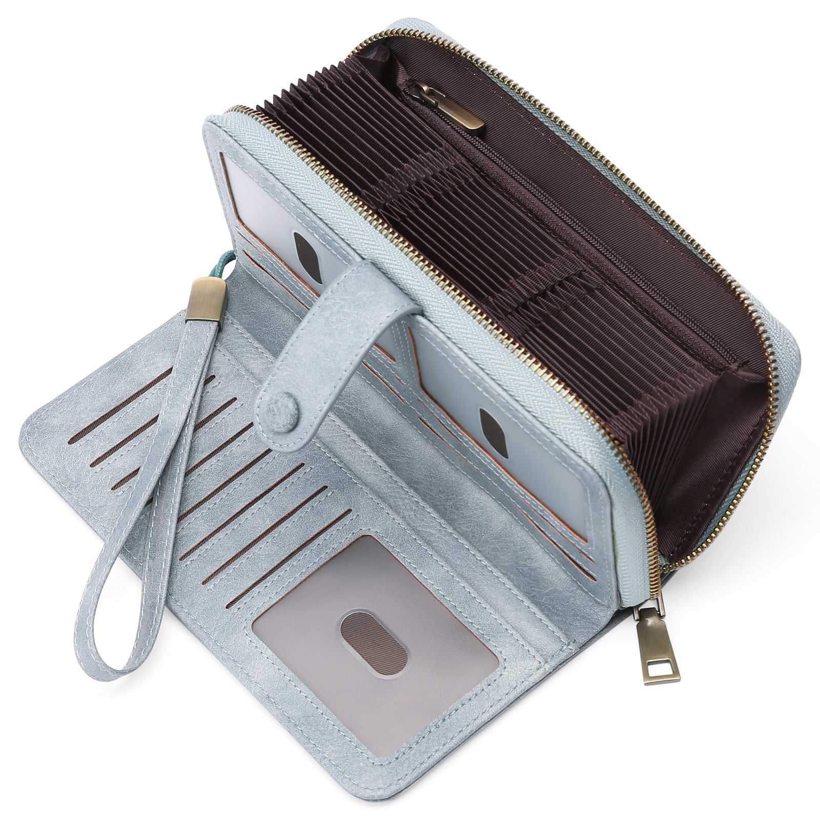 Light Brown Dark Blue Rouge Pink Midnight Black Synthetic Leather Anti-theft Swiping Wallets - Teleplus Anti-Theft