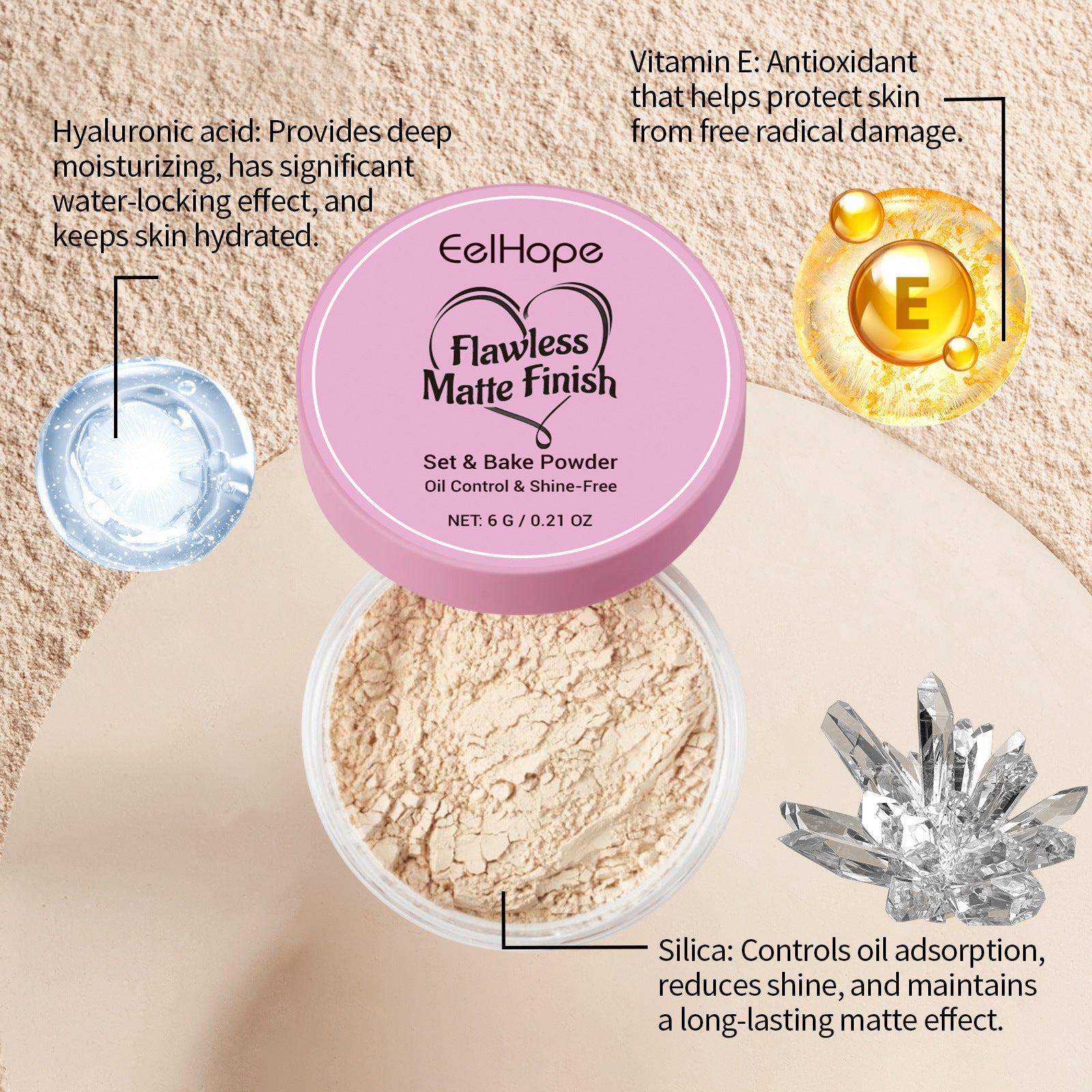 Light Finishing Loose Powder with Hyaluronic Acid and Oil Control Matte - Teleplus finishing loose powder light oil