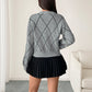 Light Gray Puff Sleeve Pullover Sweater Womens Loose Fit Acrylic Top S M L - for Women Teleplus