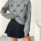 Light Gray Puff Sleeve Pullover Sweater Womens Loose Fit Acrylic Top S M L - for Women Teleplus