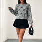 Light Gray Puff Sleeve Pullover Sweater Womens Loose Fit Acrylic Top S M L - for Women Teleplus