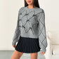 Light Gray Puff Sleeve Pullover Sweater Womens Loose Fit Acrylic Top S M L - for Women Teleplus