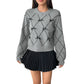 Light Gray Puff Sleeve Pullover Sweater Womens Loose Fit Acrylic Top S M L - for Women Teleplus