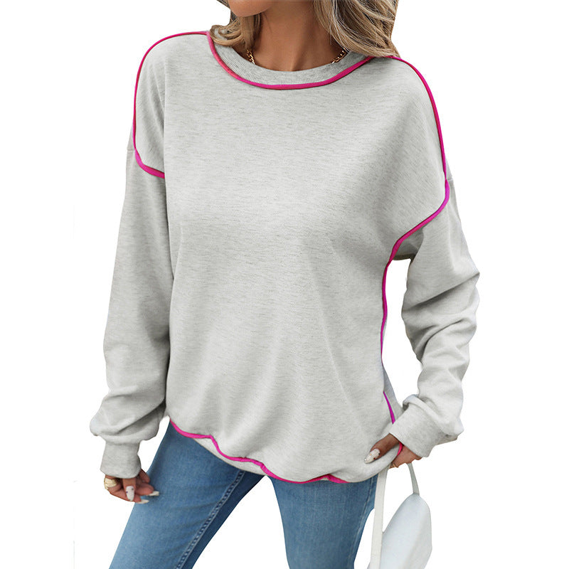 Light Gray Womens Pullover Sweater Long Sleeve Knit Top Polyester Asian Sizes - Teleplus