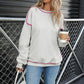 Light Gray Womens Pullover Sweater Long Sleeve Knit Top Polyester Asian Sizes - Teleplus