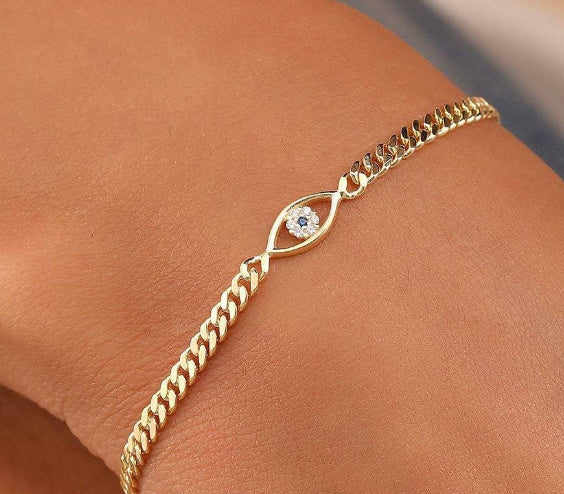 Light Luxury Alloy Bracelet Ornament - Light Luxury Alloy Bracelet with Evil Eye Diamond