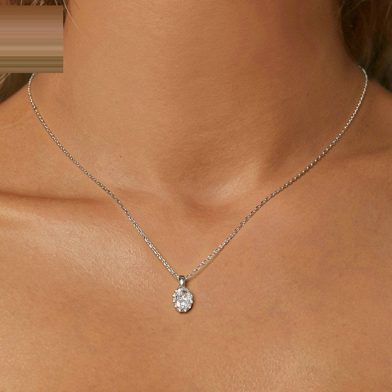 S925 Sterling Silver Moissanite Necklace Light Luxury Water Drop Pendant - in s925 sterling silver moissanite necklace