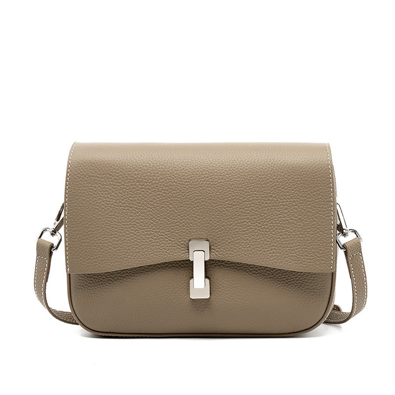 Light Luxury Leather Oval Bag with Zipper and Mobile Phone Pocket - Teleplus Messenger light luxury leather shoulder