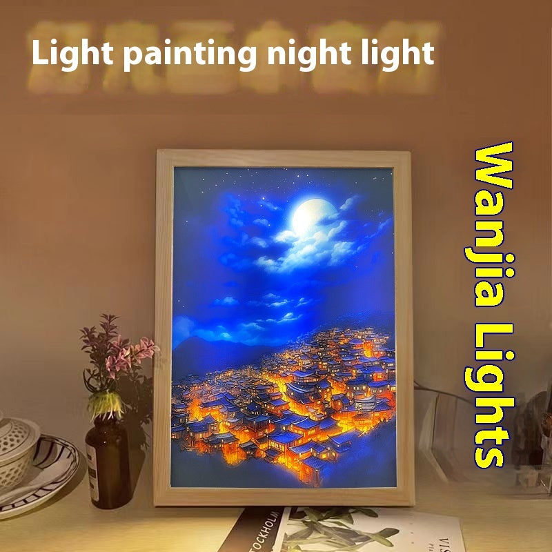 Light Painting Small Night Lamp Bedside Decoration with Cartoon Characters - Teleplus light painting small night lamp