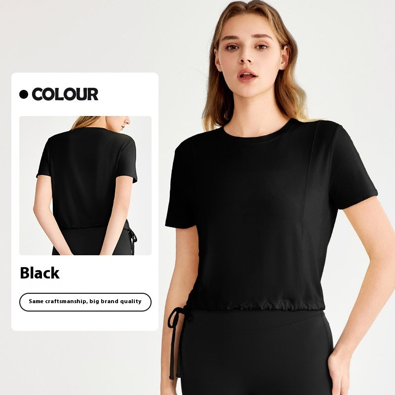 Light Pink and Black Rayon Workout T-Shirt for Yoga Fitness - Teleplus