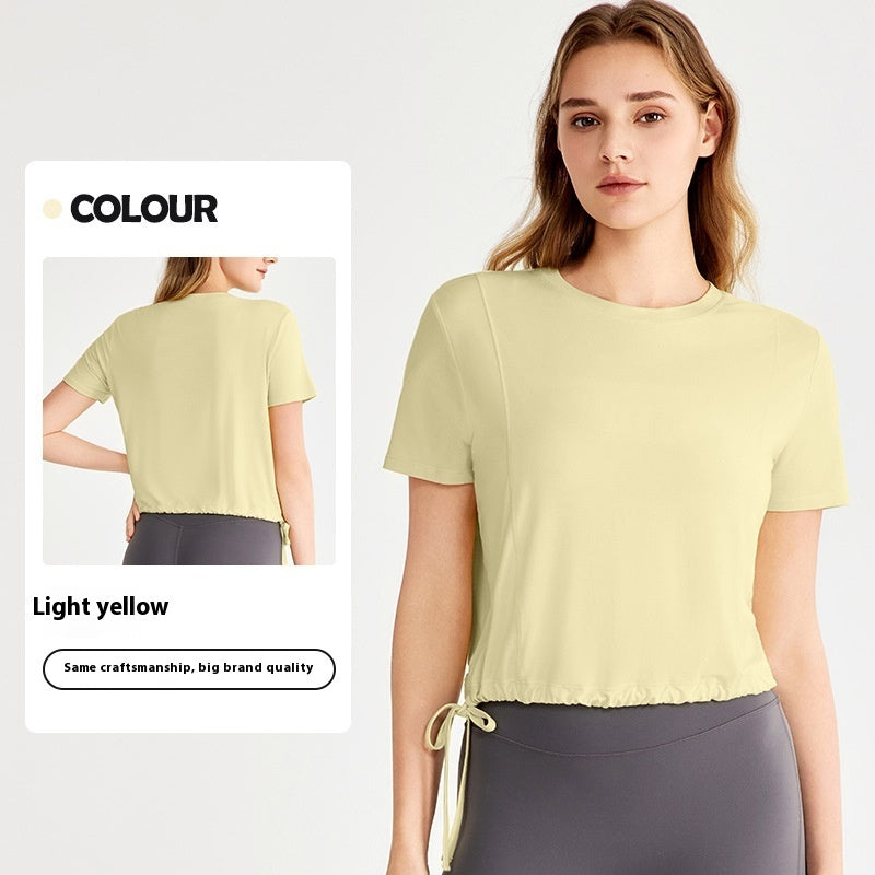 Light Pink and Black Rayon Workout T-Shirt for Yoga Fitness - Teleplus