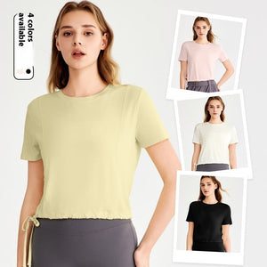 Light Pink and Black Rayon Workout T-Shirt for Yoga Fitness - Teleplus