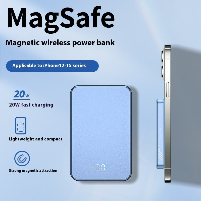 Lightweight Aluminum Alloy Magnetic Power Bank with Digital Display for Mobile Devices - Teleplus digital display