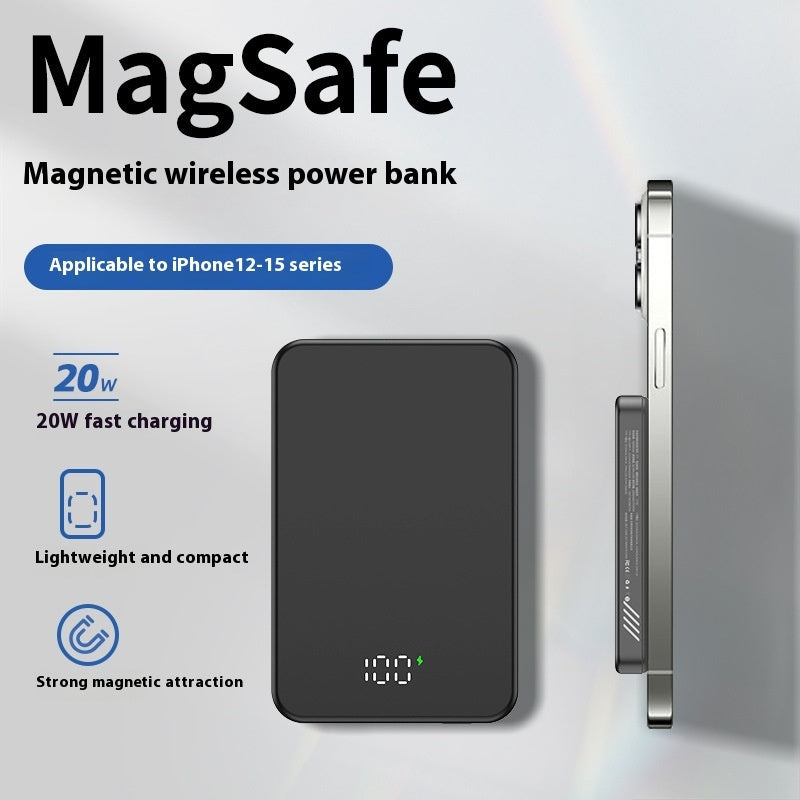 Lightweight Aluminum Alloy Magnetic Power Bank with Digital Display for Mobile Devices - Teleplus digital display