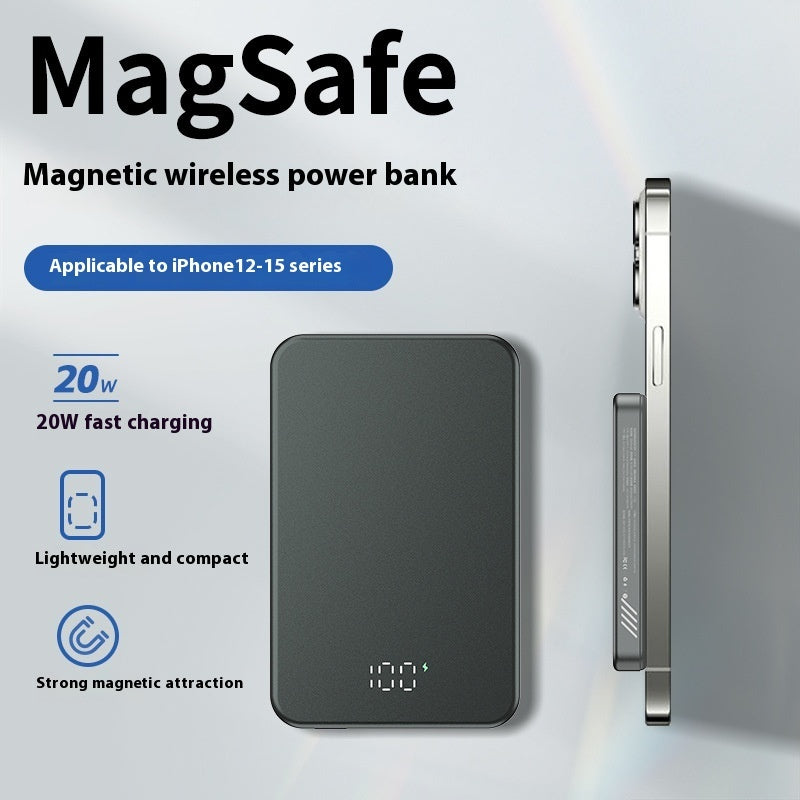 Lightweight Aluminum Alloy Magnetic Power Bank with Digital Display for Mobile Devices - Teleplus digital display