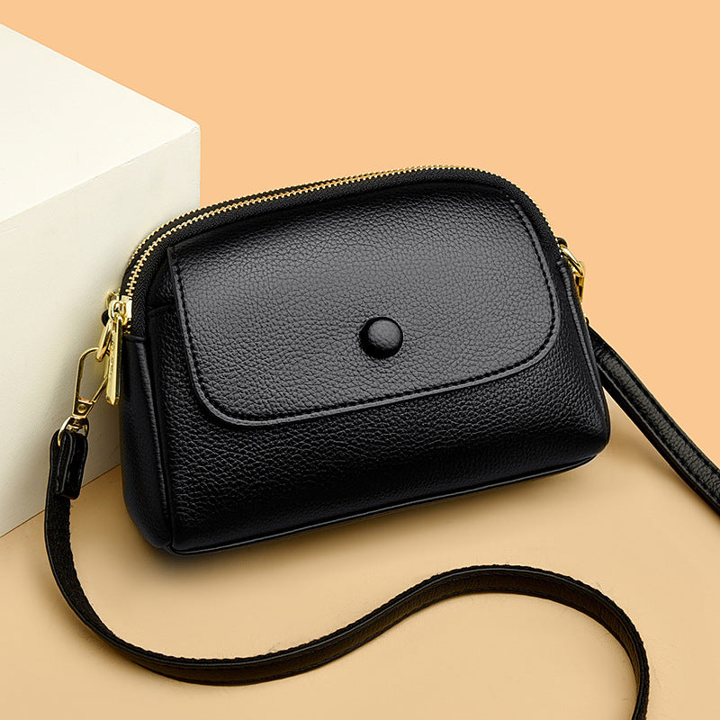 Lightweight Soft Leather Crossbody Bag with Sandwich Pocket for Daily - Use lightweight soft leather crossbody bag