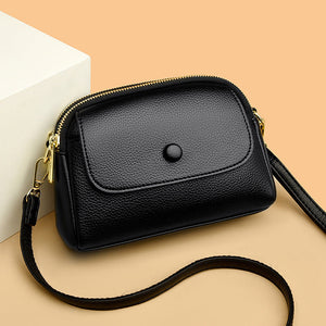 Lightweight Soft Leather Crossbody Bag with Sandwich Pocket for Daily - Use lightweight soft leather crossbody bag