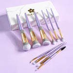 Lilac Purple Makeup Brush Set with 10 Artificial Fiber Brushes - Teleplus lilac purple makeup brush set