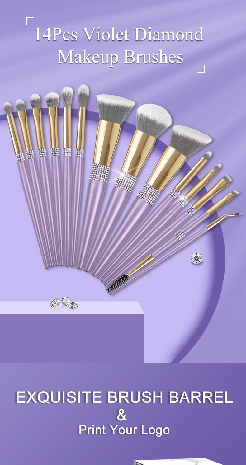 Lilac Purple Makeup Brush Set with 10 Artificial Fiber Brushes - Teleplus lilac purple makeup brush set